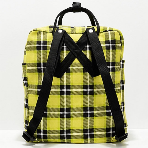 yellow plaid backpack